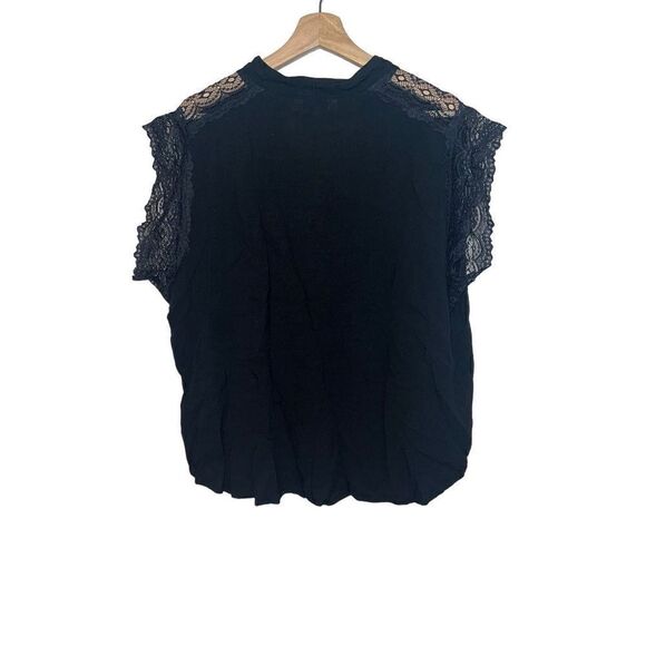 Amaryllis split v-neck lace cap sleeve blouse 2X - Picture 2 of 6